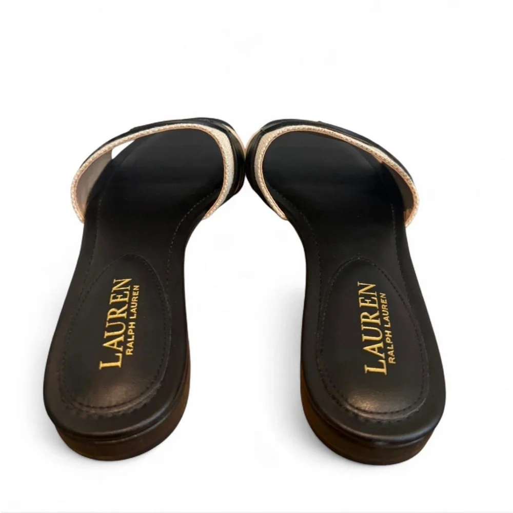 Ralph Lauren Alegra Canvas & Leather Slide Sandal 8.5 - Picture 5 of 8